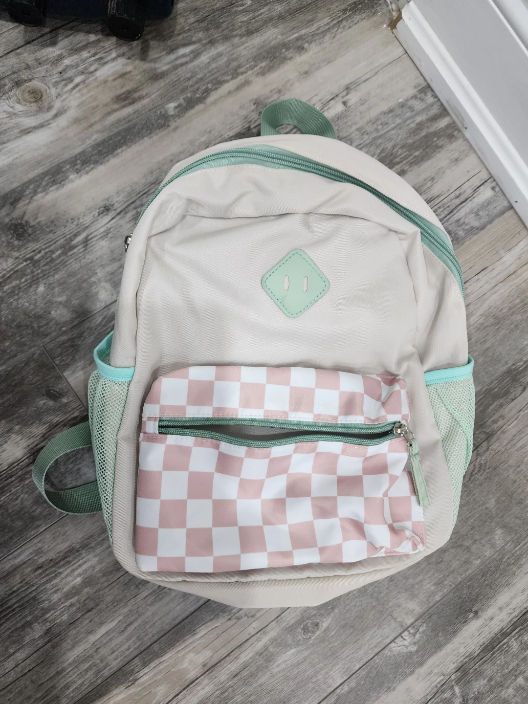 Children's Backpack - Cream & Pink Checkered - photo 2