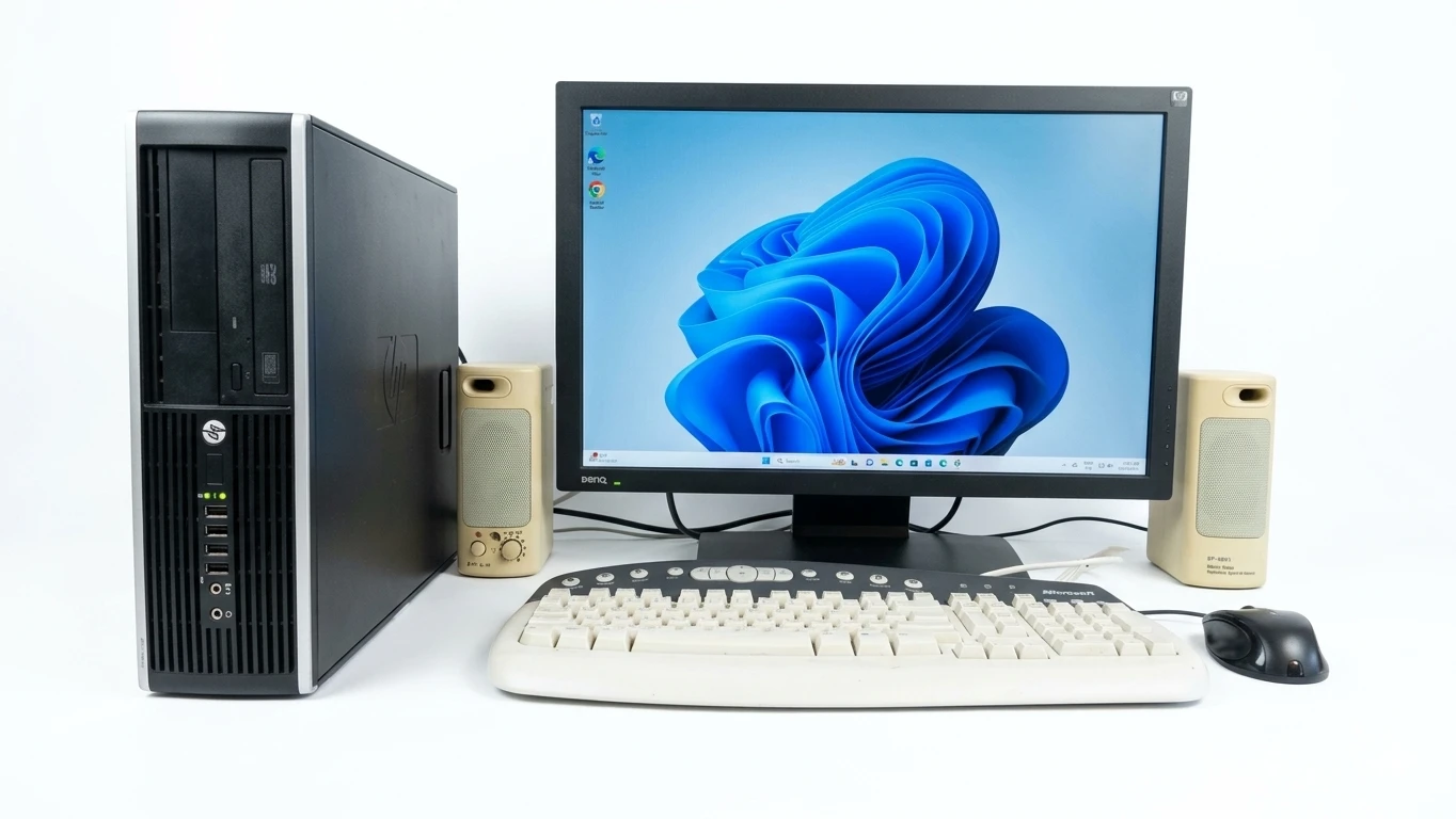 HP Desktop Computer with Monitor, Keyboard, Mouse, and Speakers