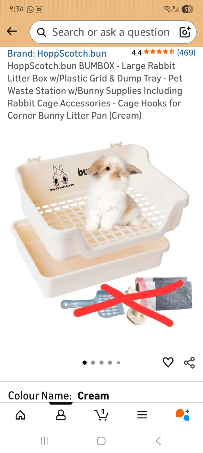 BUMBOX Large Rabbit Litter Box - Cream