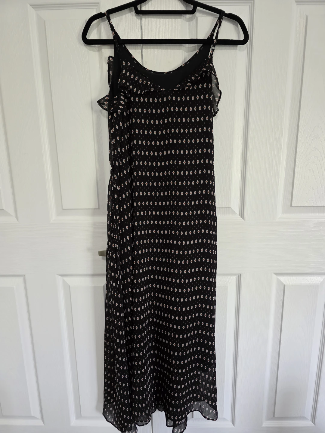 Who What Wear Black Patterned Slip Dress XS