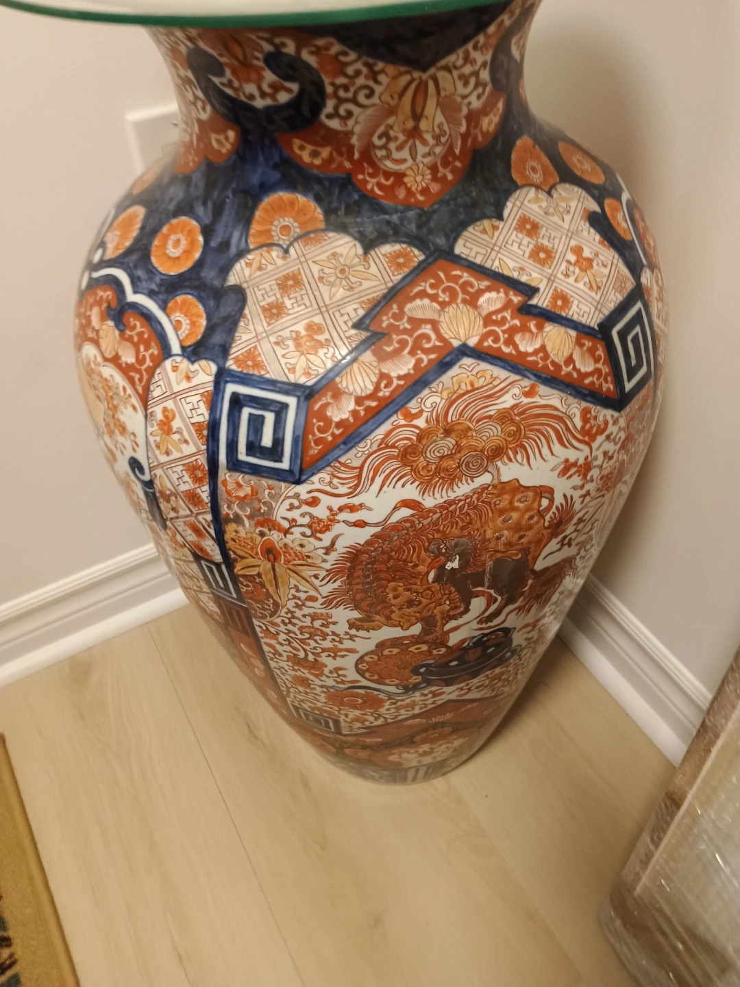 Large Decorative Vase with Glass Top