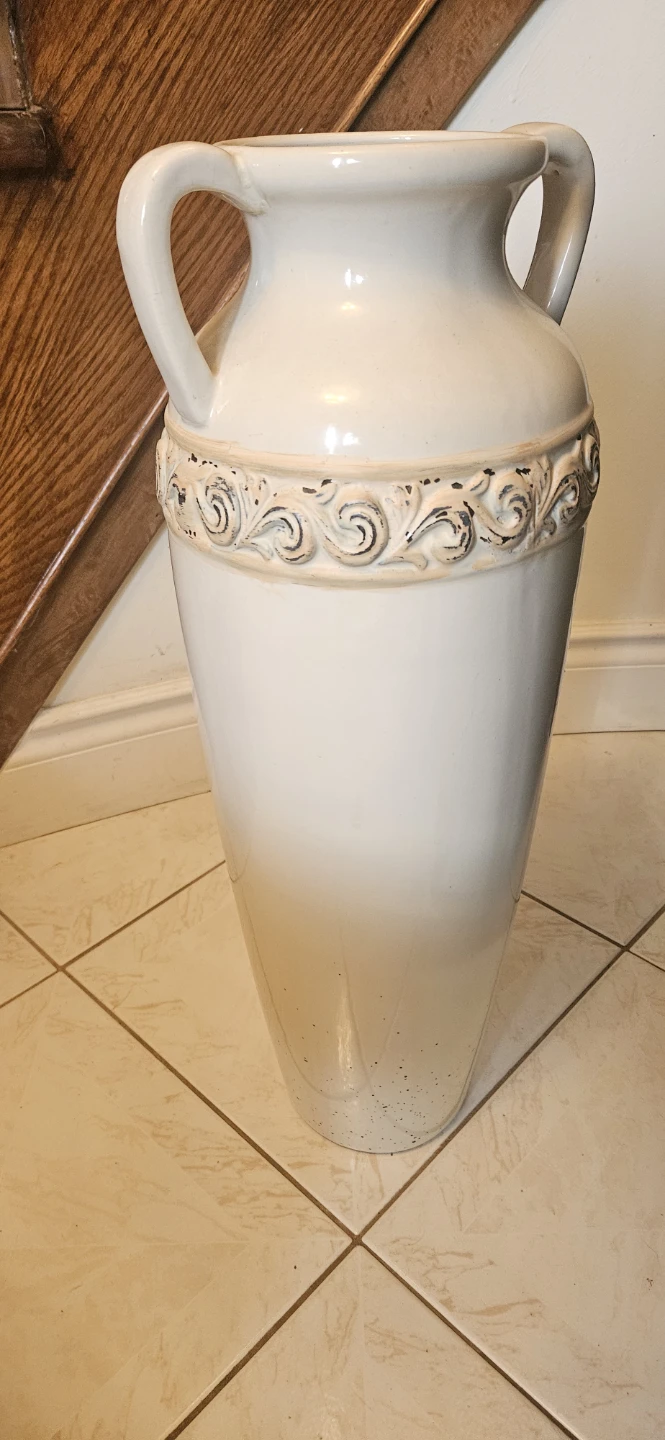 Large Cream Ceramic Vase with Handles - photo 2