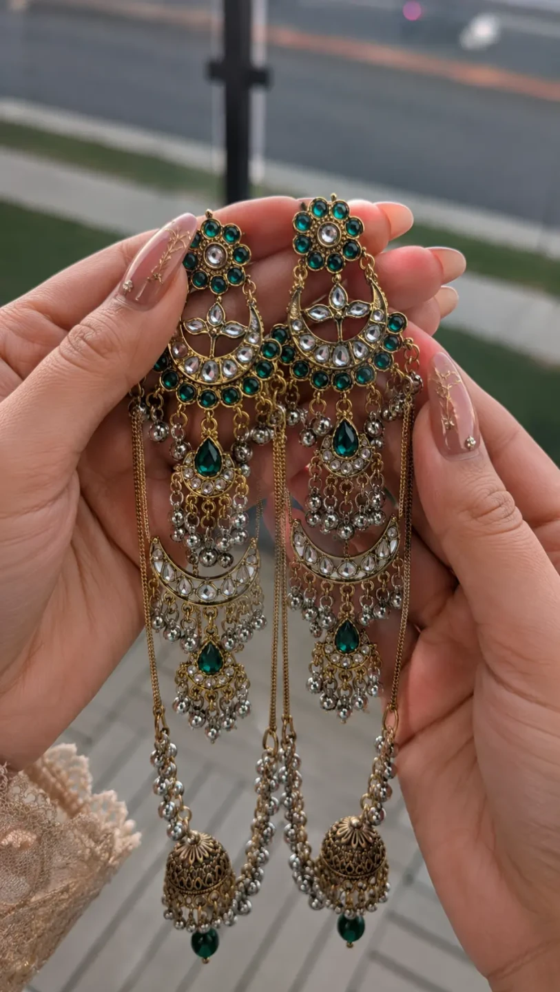 Green Gemstone Chandelier Earrings