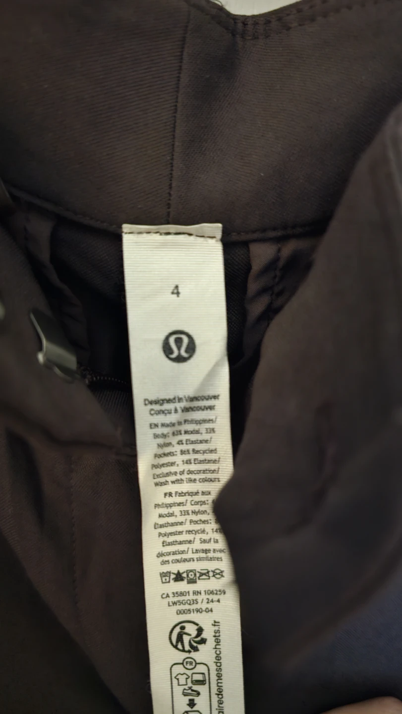 Lululemon Pleated Trouser Pants Size 4 Dark Brown - photo 3