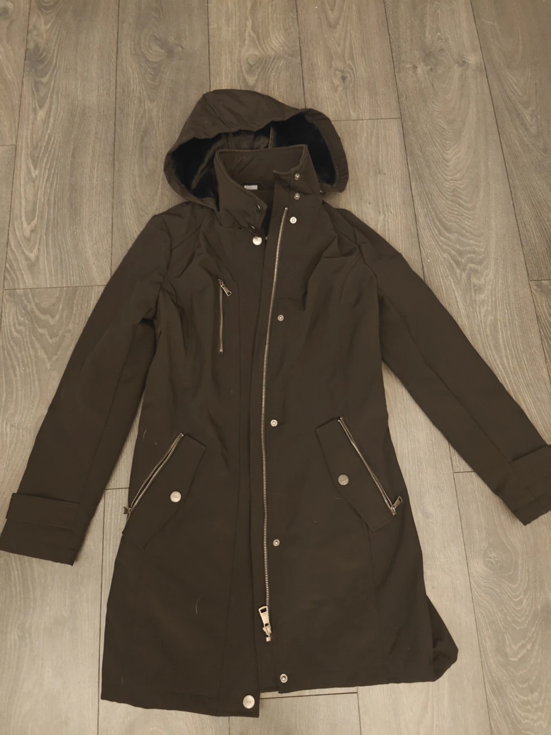 Black Hooded Parka Jacket