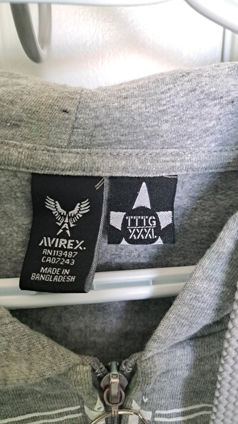 AVIREX Grey Zip-Up Hoodie XXXL - photo 3