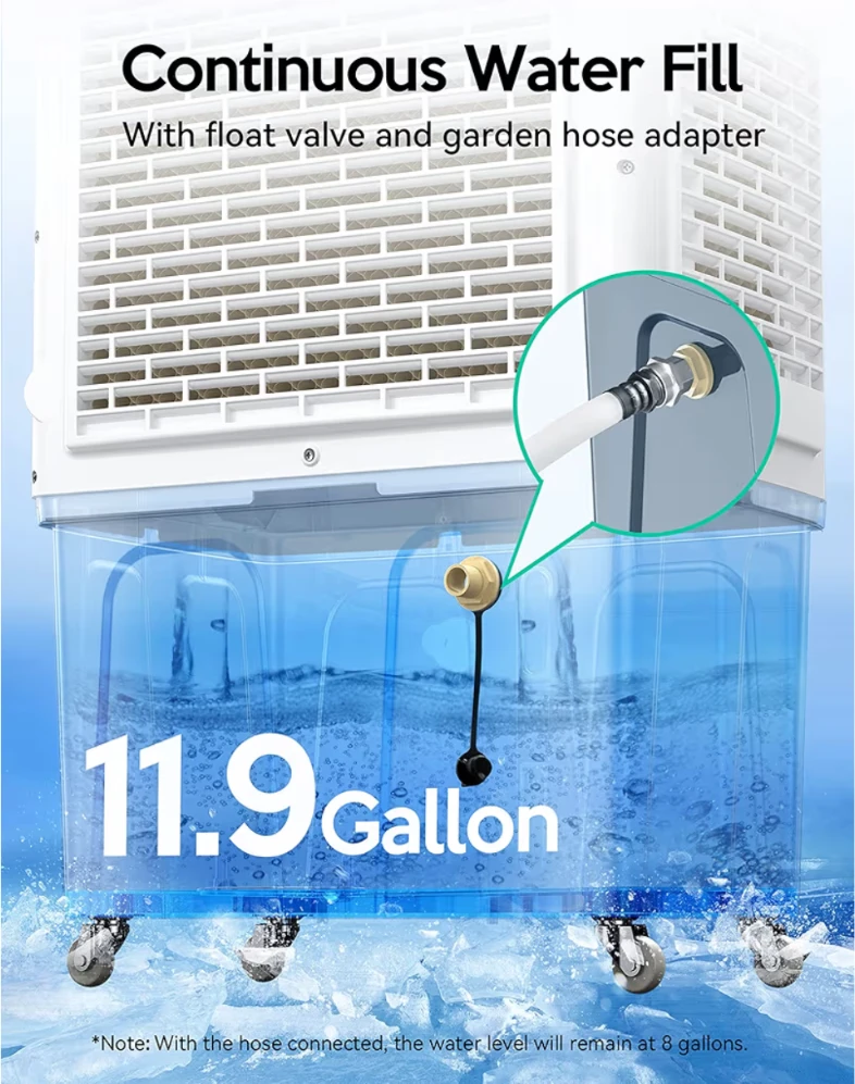VAGKRI Swamp Cooler, 3100CFM Evaporative Air Cooler with 3 Modes - photo 4