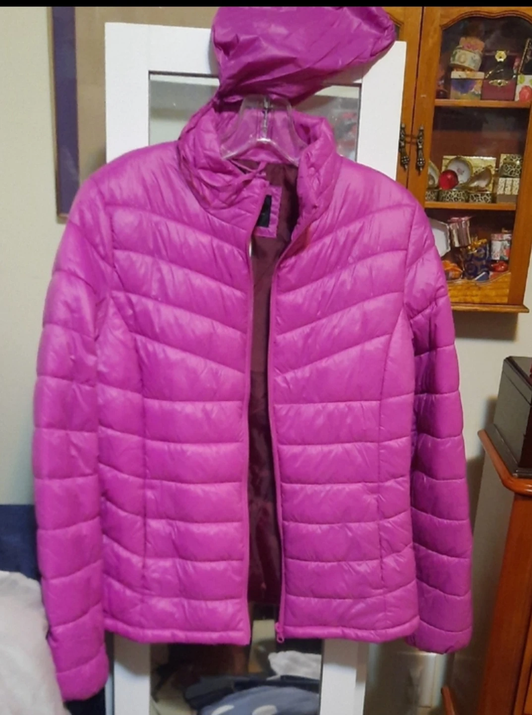NWT George Lightweight Puffer Jacket & bag FUCHSIA S/P
