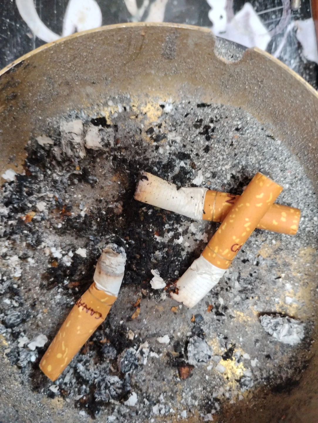Used Ashtray with Cigarette Butts