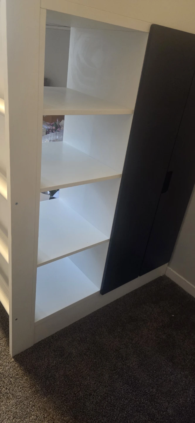 White Loft Bed with Desk and Shelving - photo 4