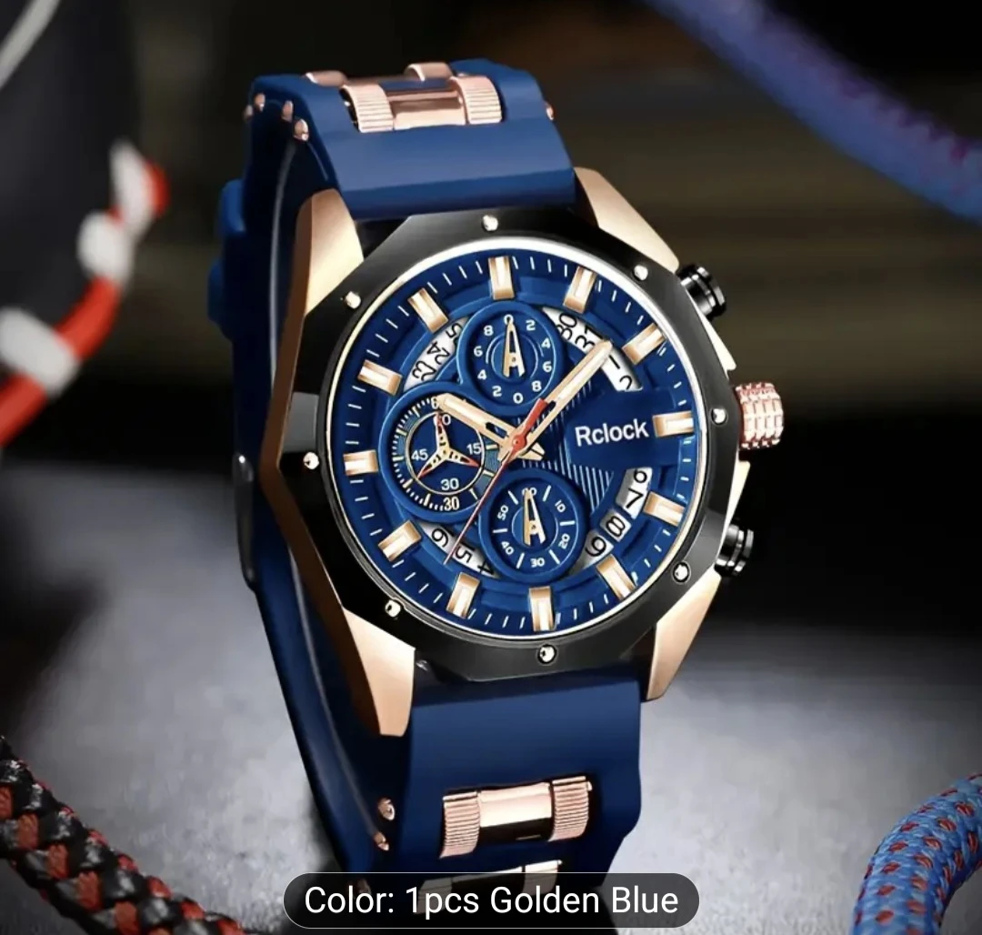 Rclock Men's Watch - Golden Blue Chronograph