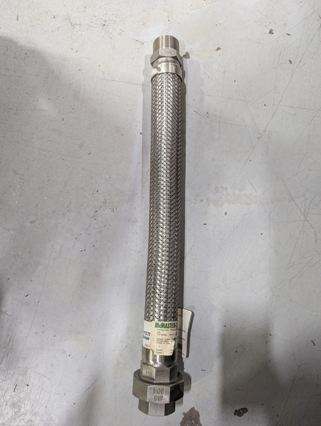 McMaster-Carr Stainless Steel Flexible Hose 1 1/2" x 24" - photo 2