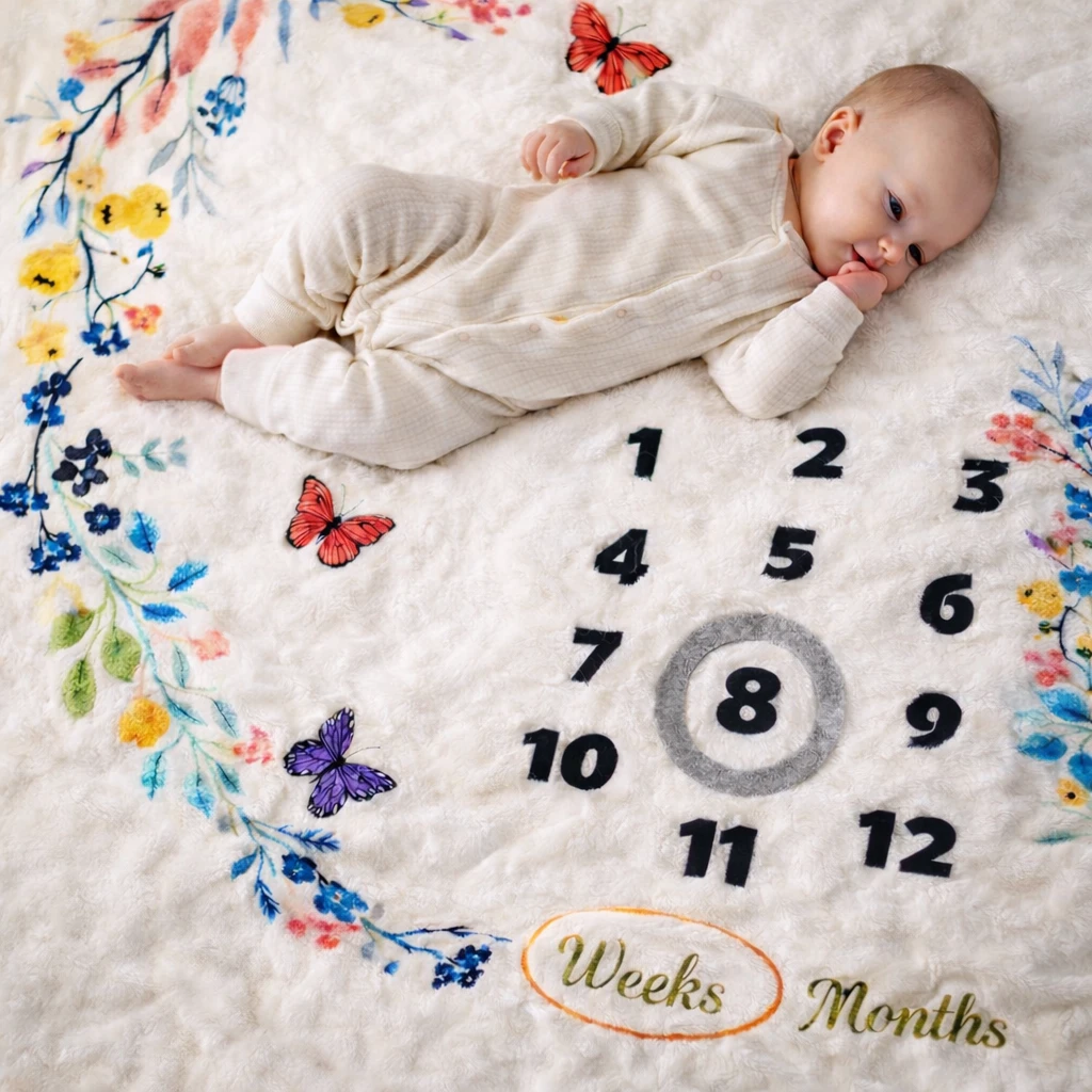 Baby Milestone Blanket with Butterfly Design