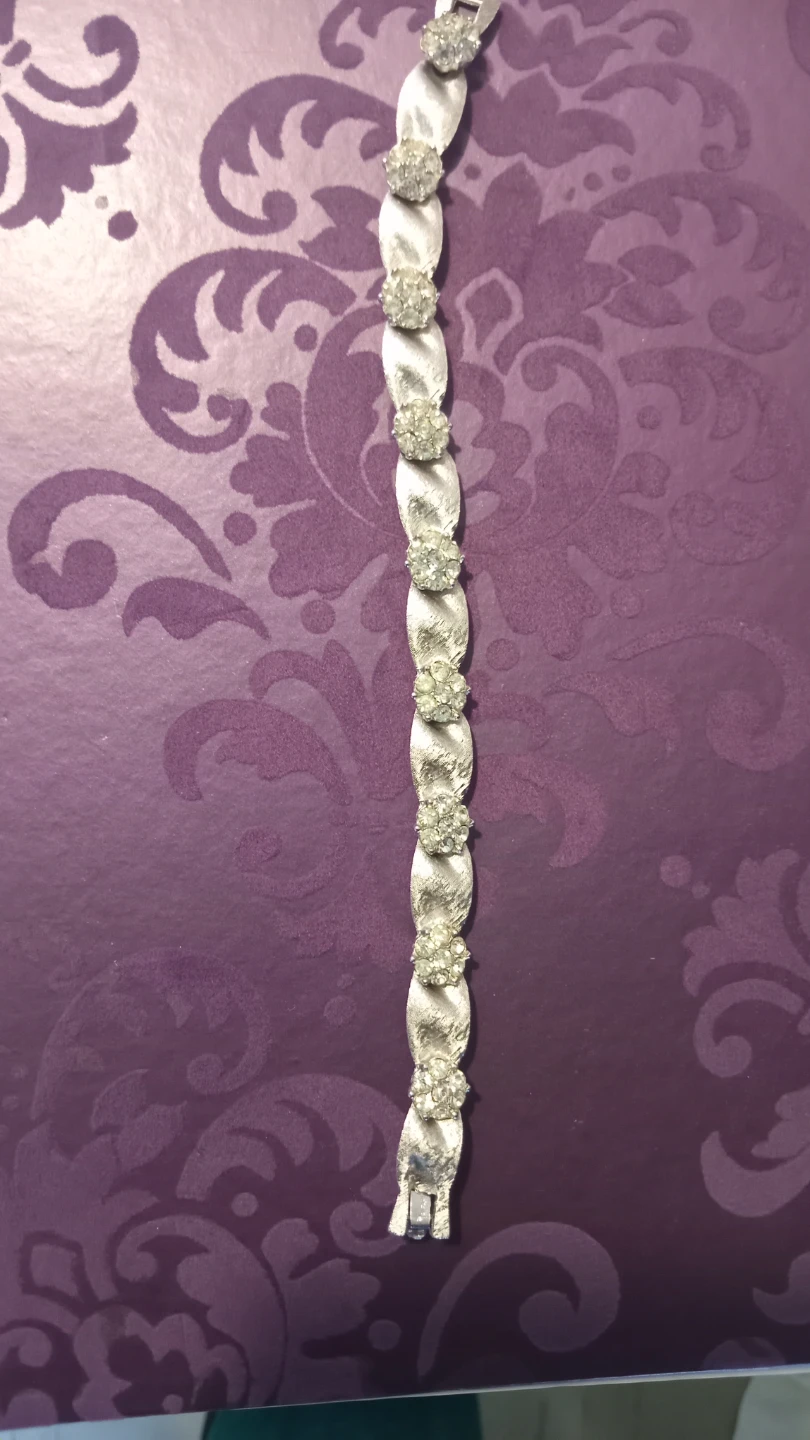 Trifari Silver Tone Bracelet with Rhinestones