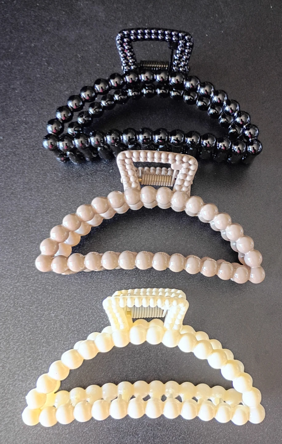 Beaded Claw Clips - Black, Tan, Cream