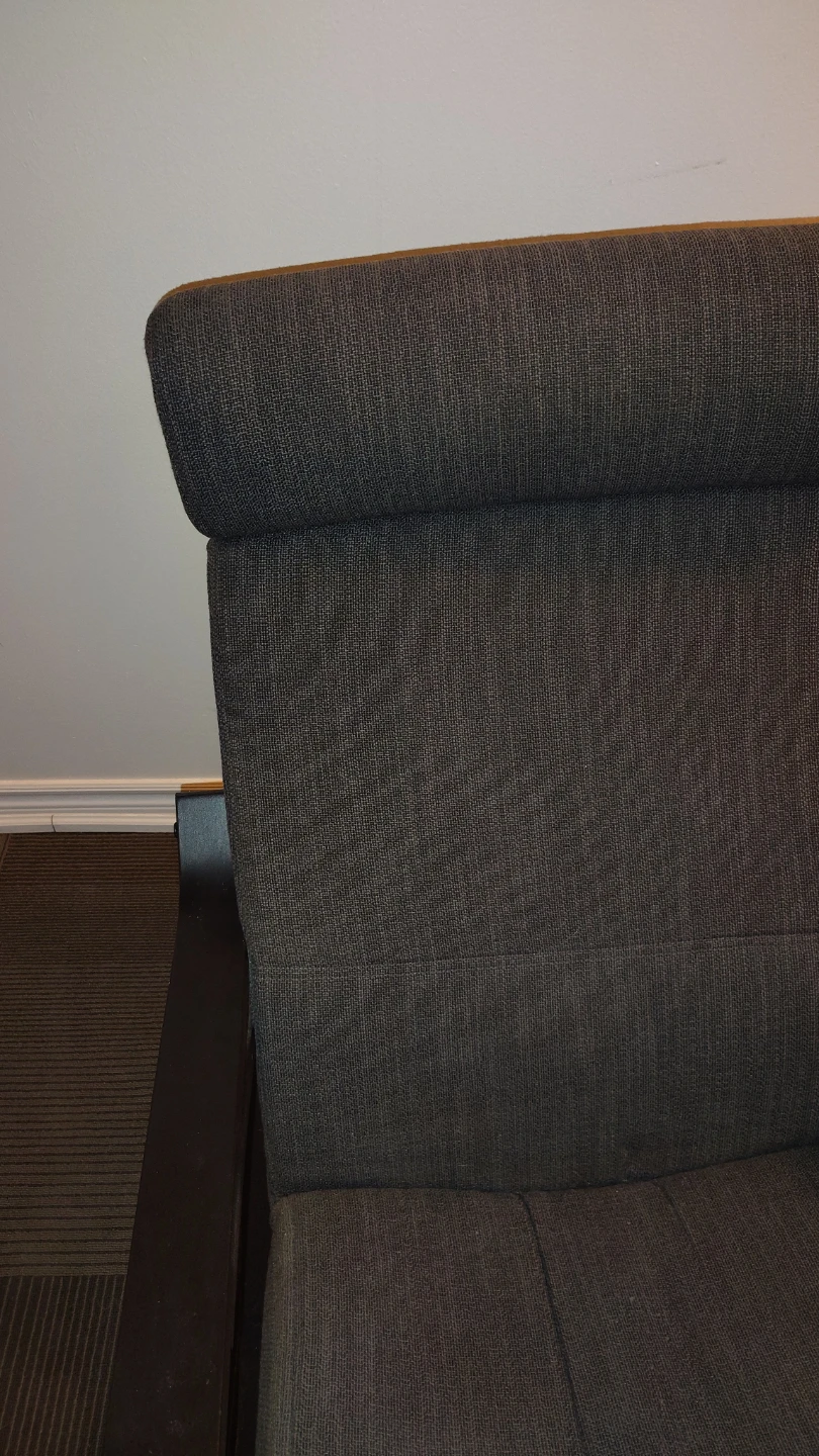 Grey Fabric Rocking Chair with Dark Wood Frame - photo 5