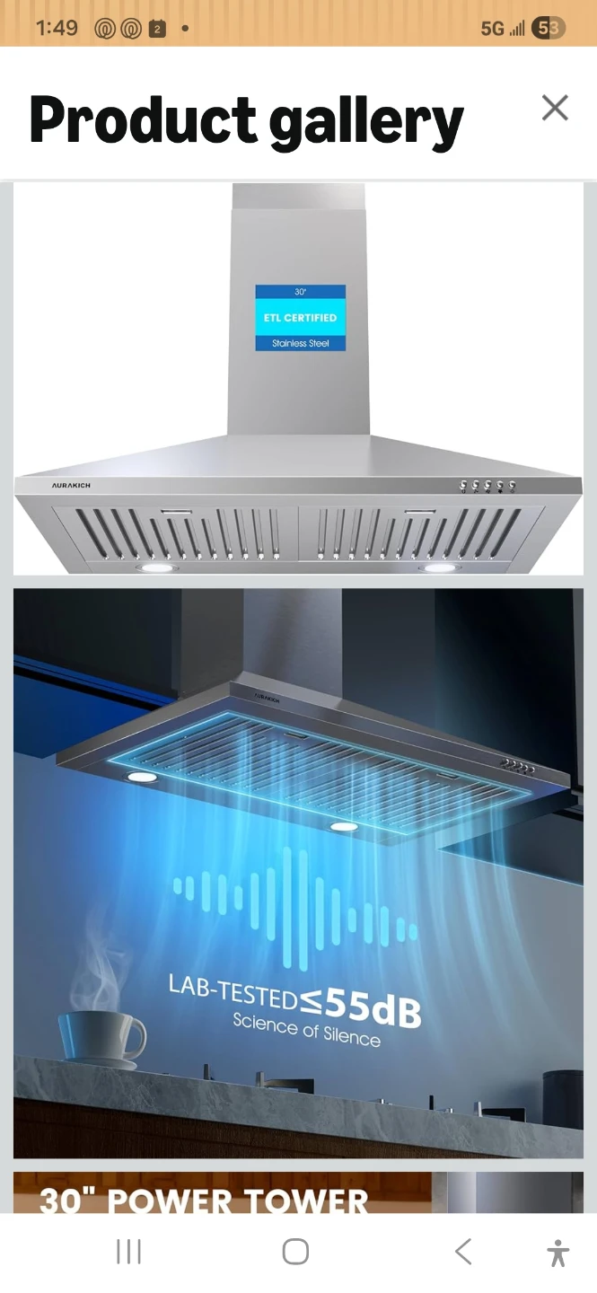 Aurakich 30" Chimney Range Hood