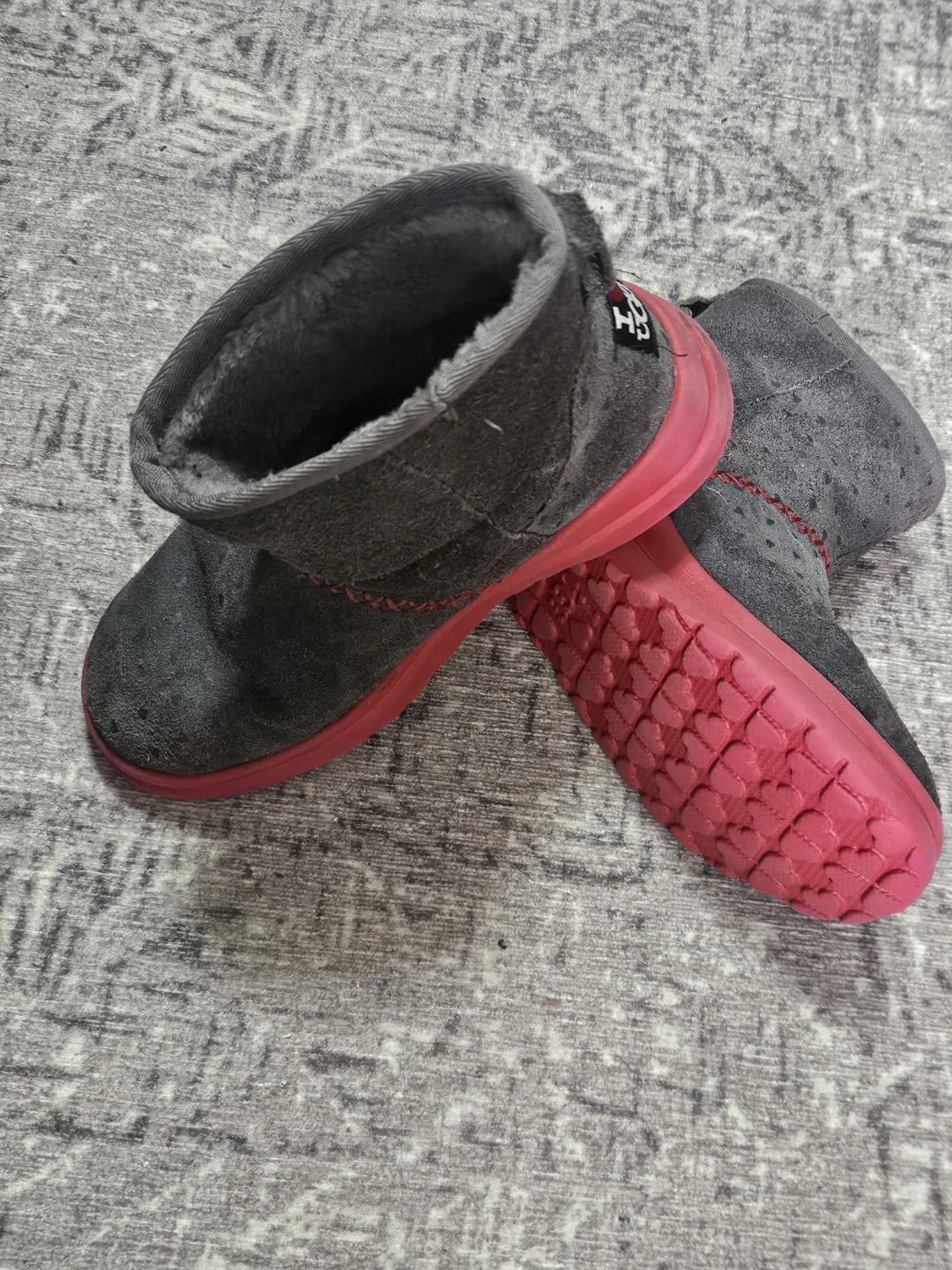 UGG Gray Boots with Pink Soles