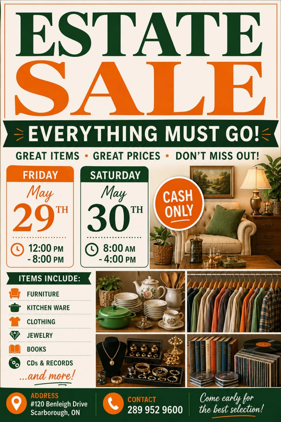 Estate Sale - Furniture, Kitchenware, Clothing, Jewelry & More!