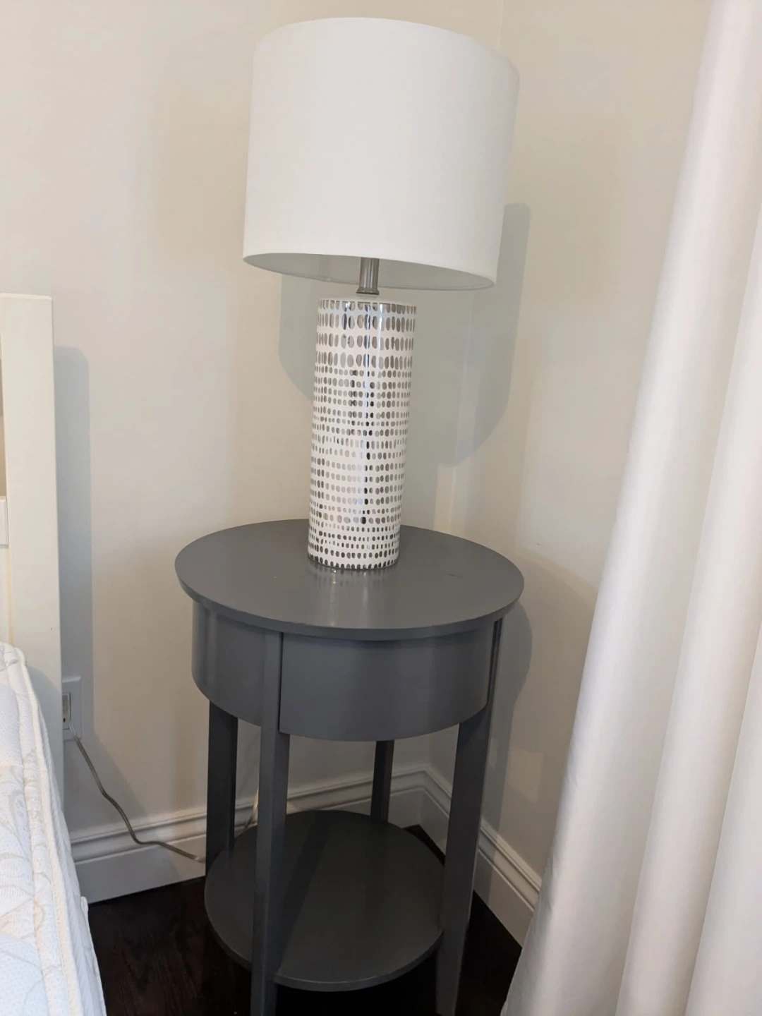 Grey Side Table with Lamp
