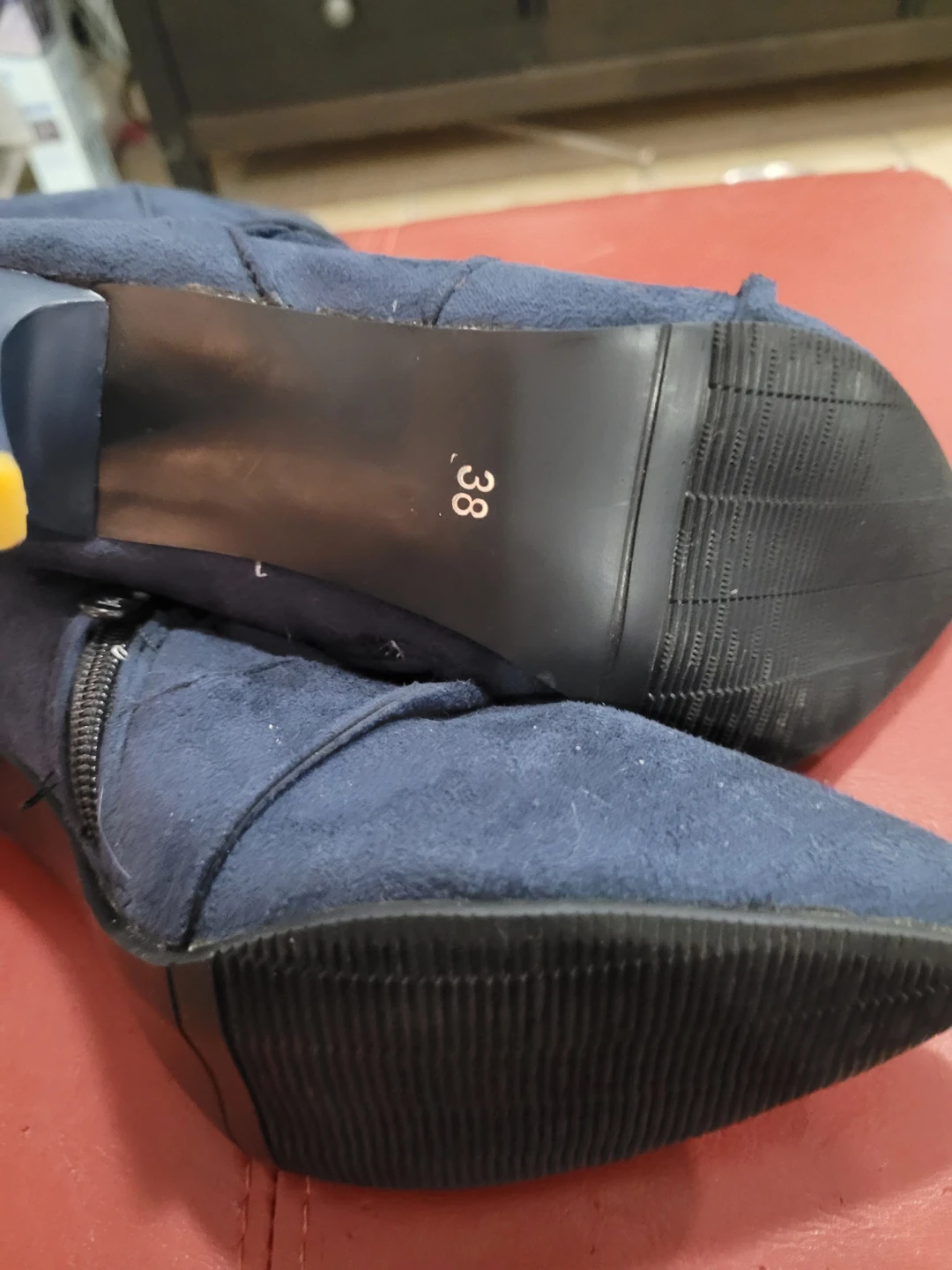Navy Blue Suede Ankle Boots - Size 38 - photo 4