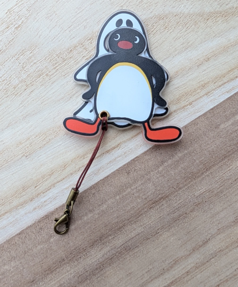 New Pingu keychain Cute Ghost & Penguin Acrylic Keychain Charm