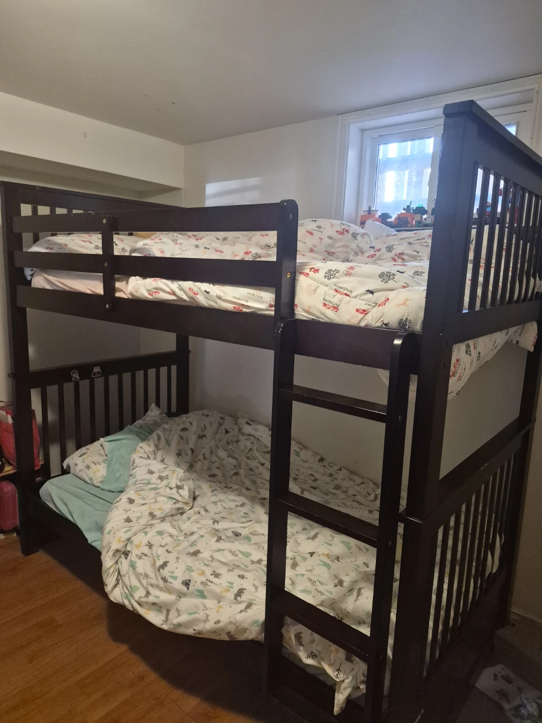 Dark Wood Bunk Bed with Ladder
