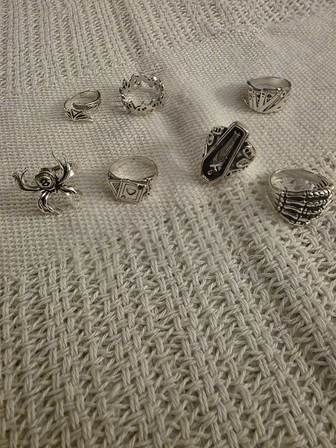 Set of 7 Gothic Punk Rings
