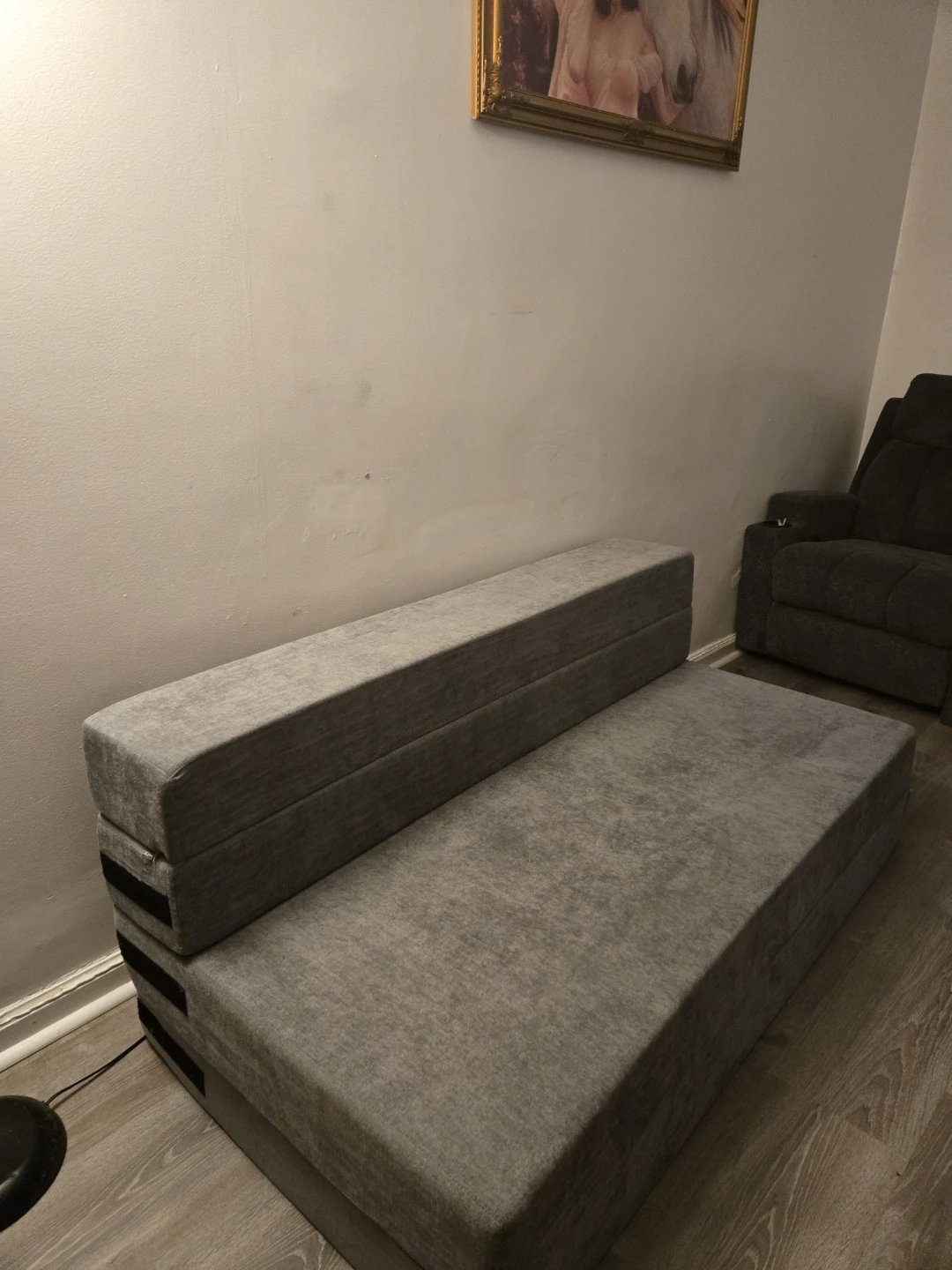 Grey Folding Foam Futon Sofa Bed
