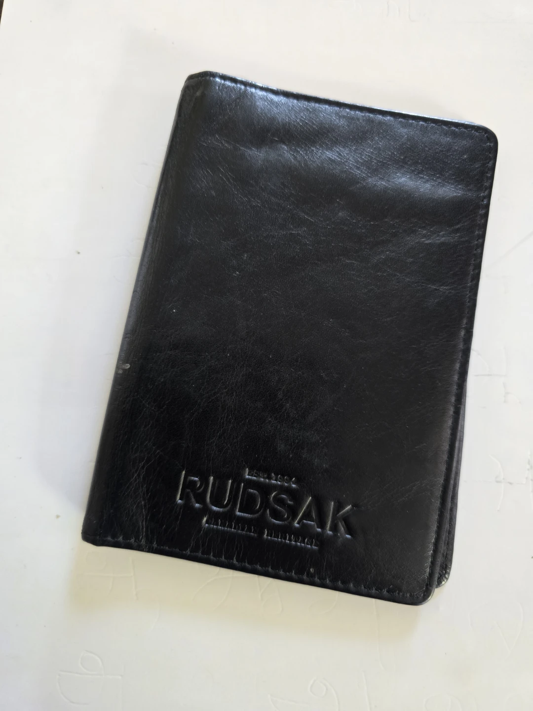 RUDSAK Black Leather Passport Holder
