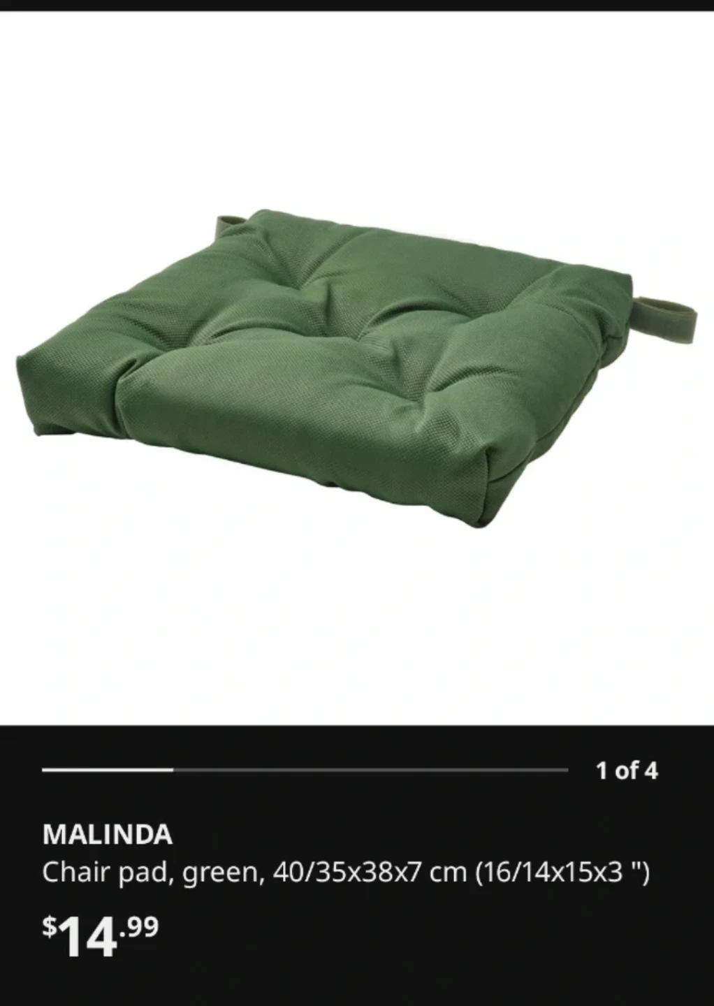 IKEA MALINDA Chair Pads - Green (Set of 2) - photo 2