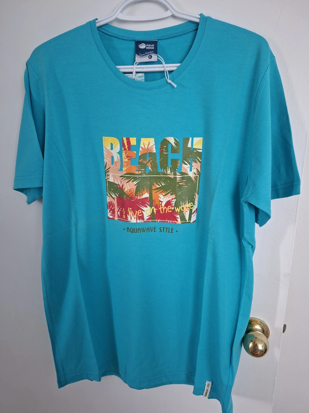 Aqua Wave Beach T-Shirt - Blue, XL