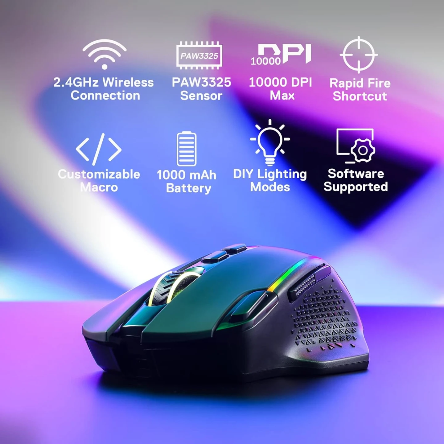 Redragon M810 Pro Wireless Gaming Mouse, 10000 DPI Wired/Wireles - photo 3
