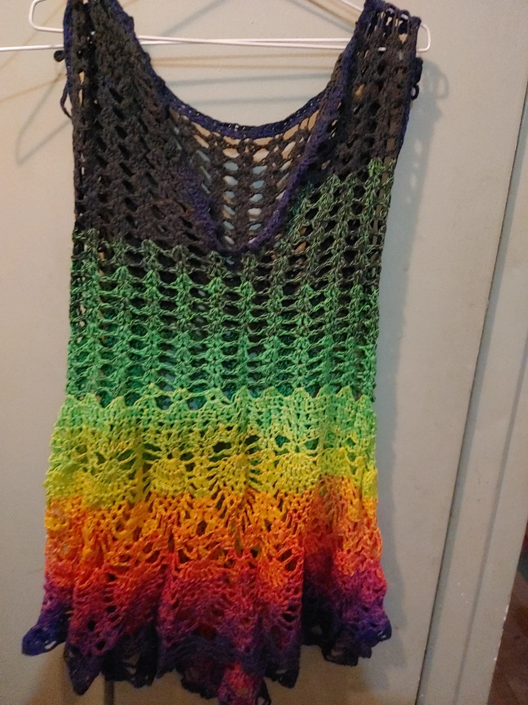 Crocheted Rainbow Tank Top - size S