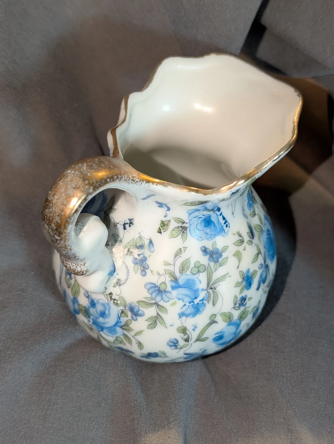 Little Vintage Floral Pitcher with Gold Trim - photo 2