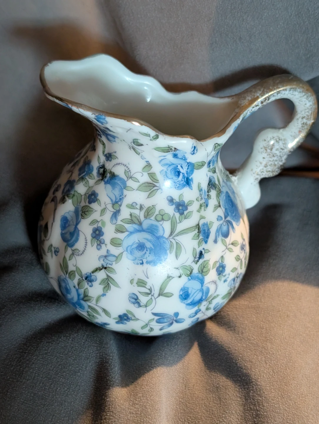 Little Vintage Floral Pitcher with Gold Trim - photo 3