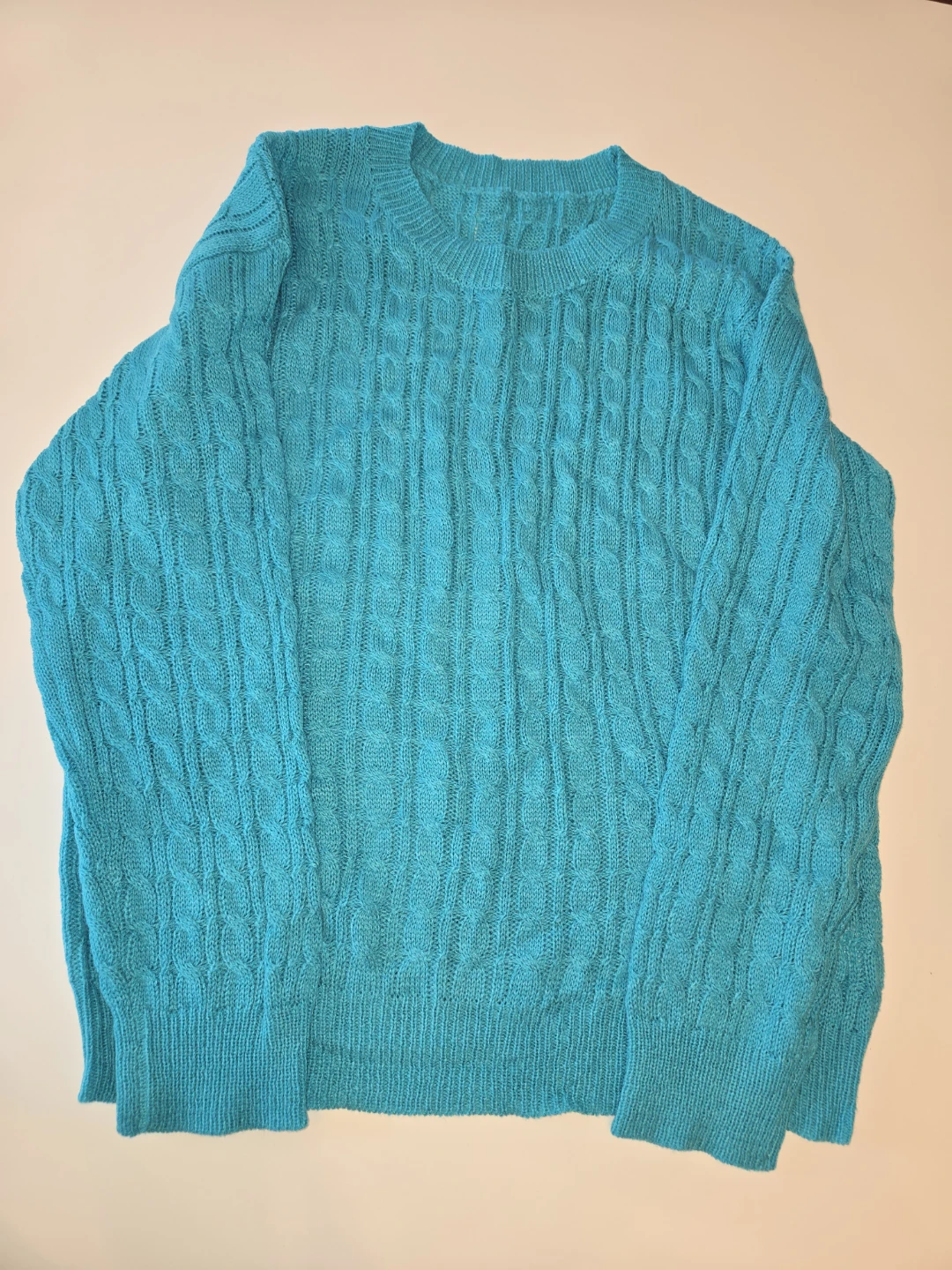Teal Lightweight Cable Knit Sweater