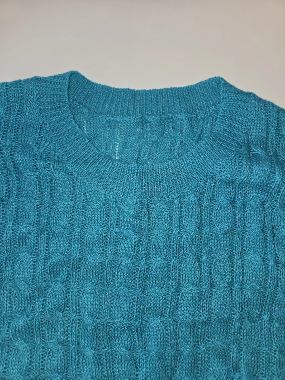 Teal Lightweight Cable Knit Sweater - photo 2