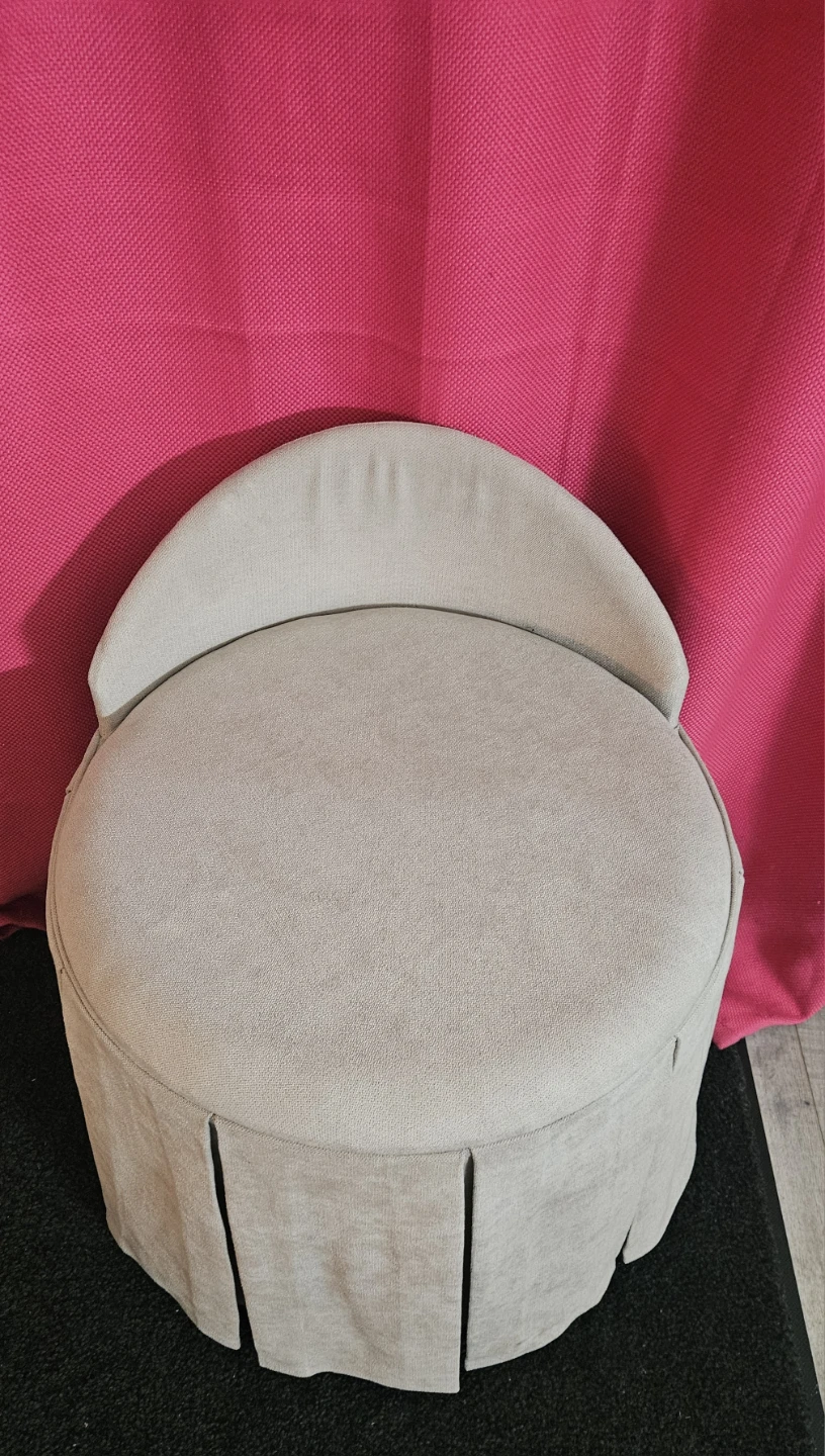 Upholstered Vanity Stool with Backrest - photo 2