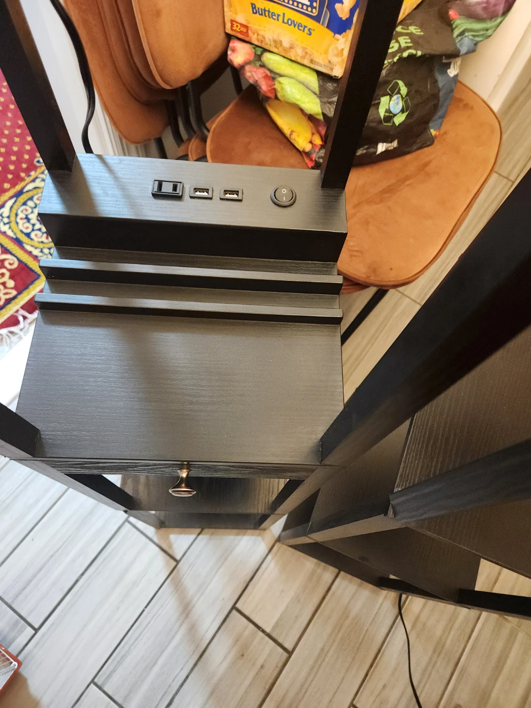 Black Floor Lamp with Shelves and USB Ports each 35$ - photo 2