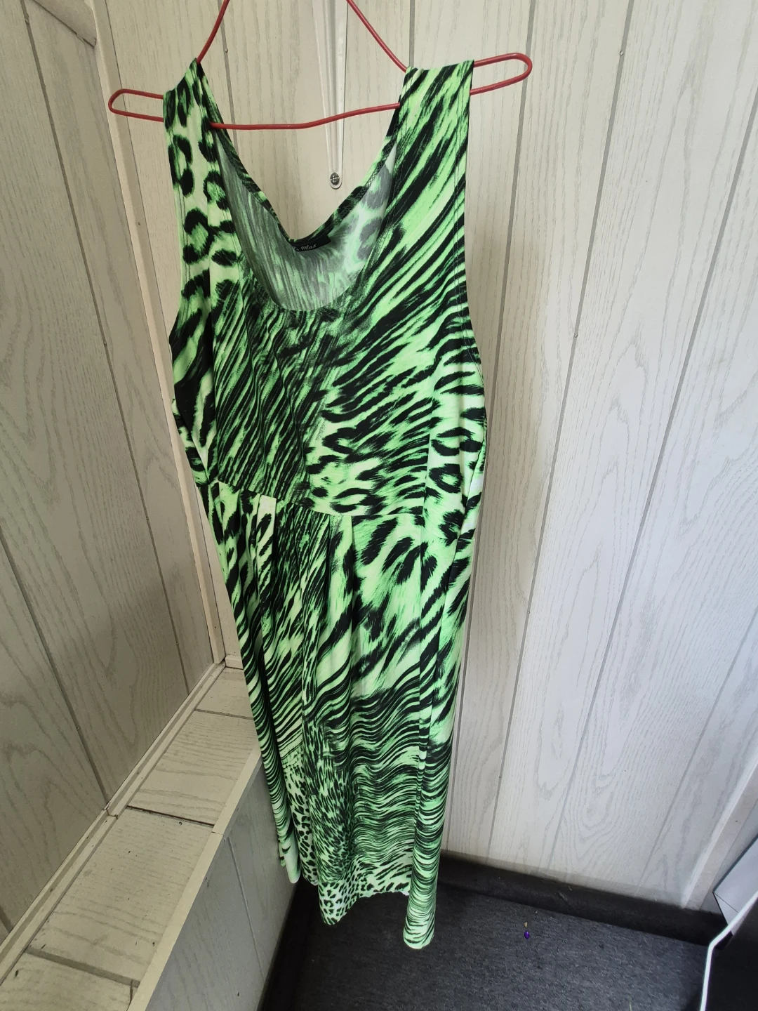 Mr. Max Green and Black Animal Print Maxi Dress