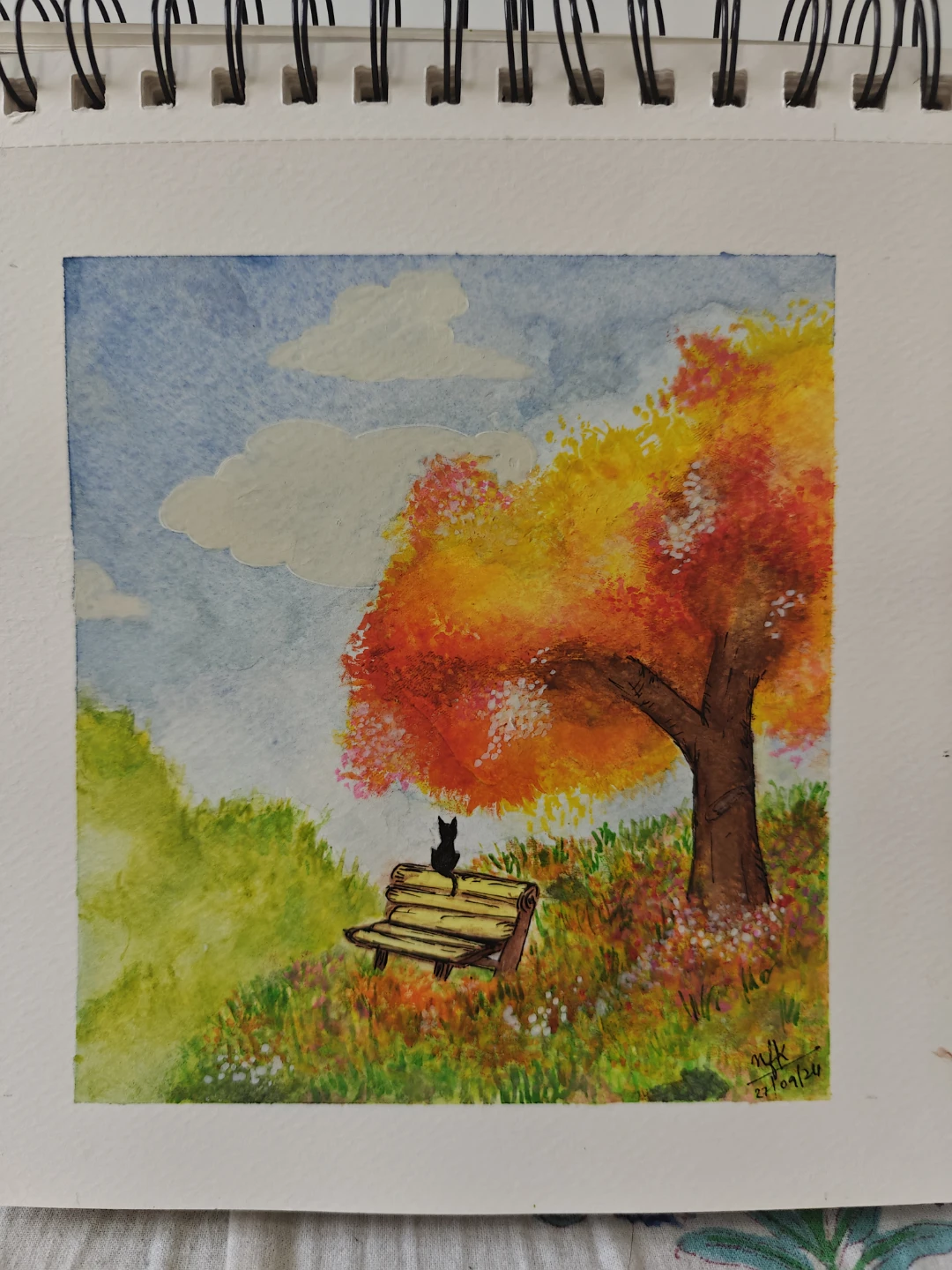 Original Watercolour Painting - Autumn Fall Scene