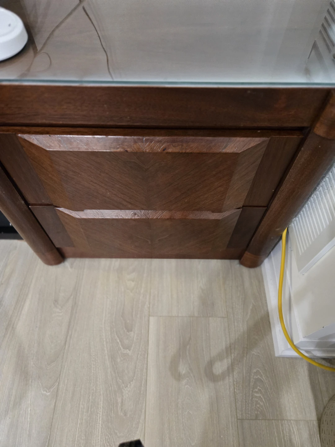 Wooden Nightstand with Glass Top - photo 2