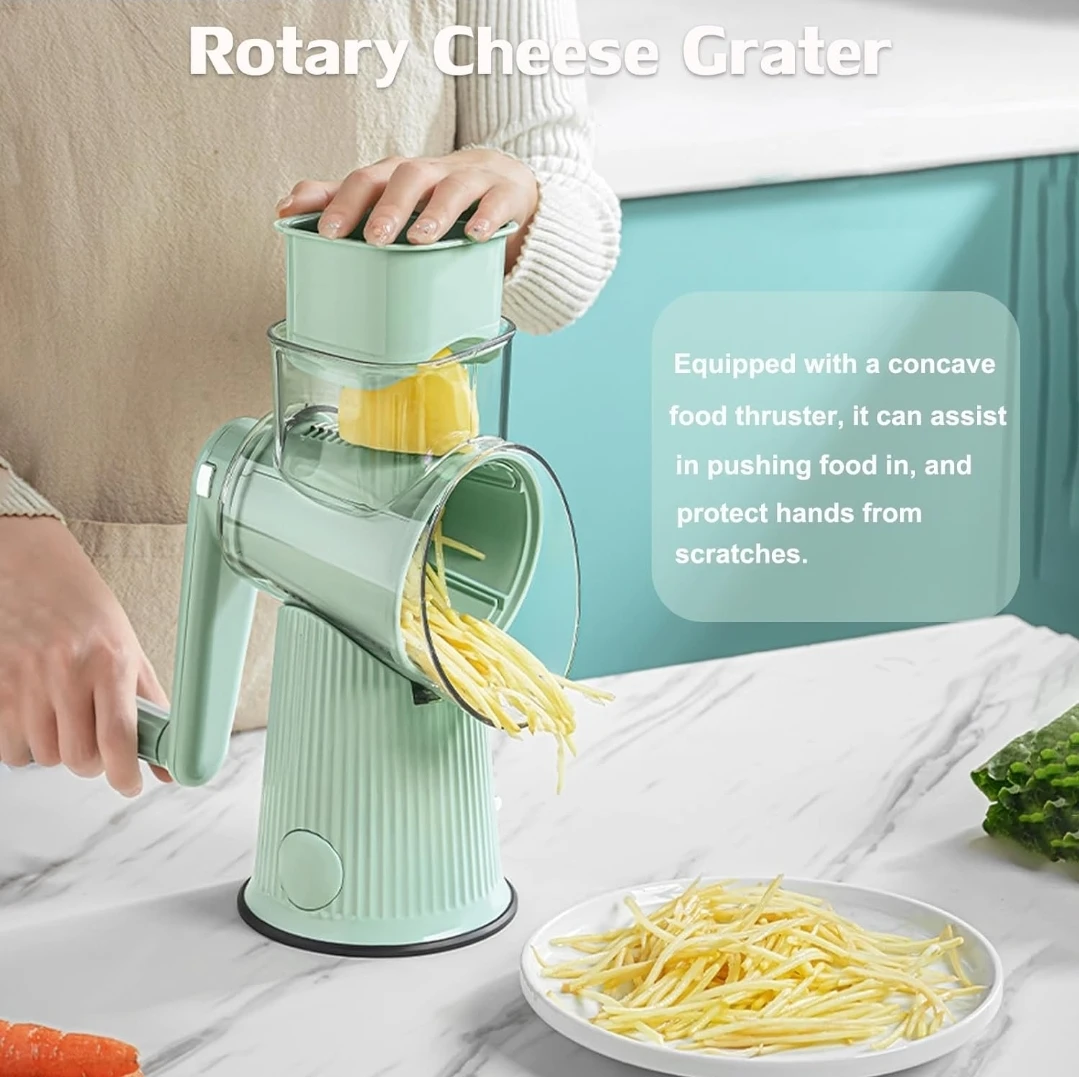 5-in-1 Rotary Cheese Grater & Vegetable Slicer - Green - photo 3