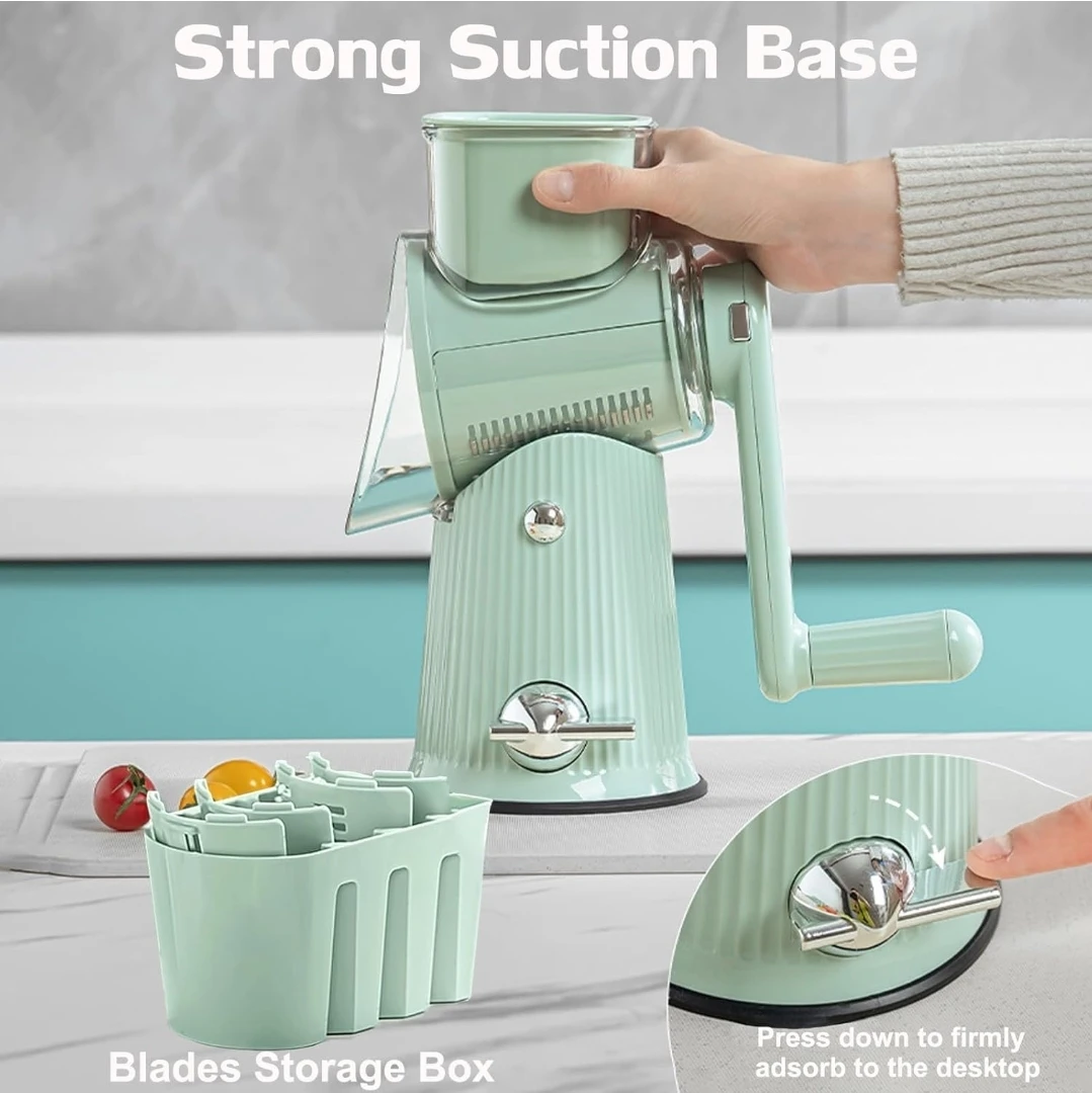 5-in-1 Rotary Cheese Grater & Vegetable Slicer - Green - photo 5