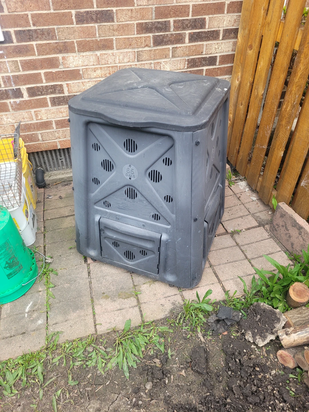 Black Compost Bin with Lid and Doors