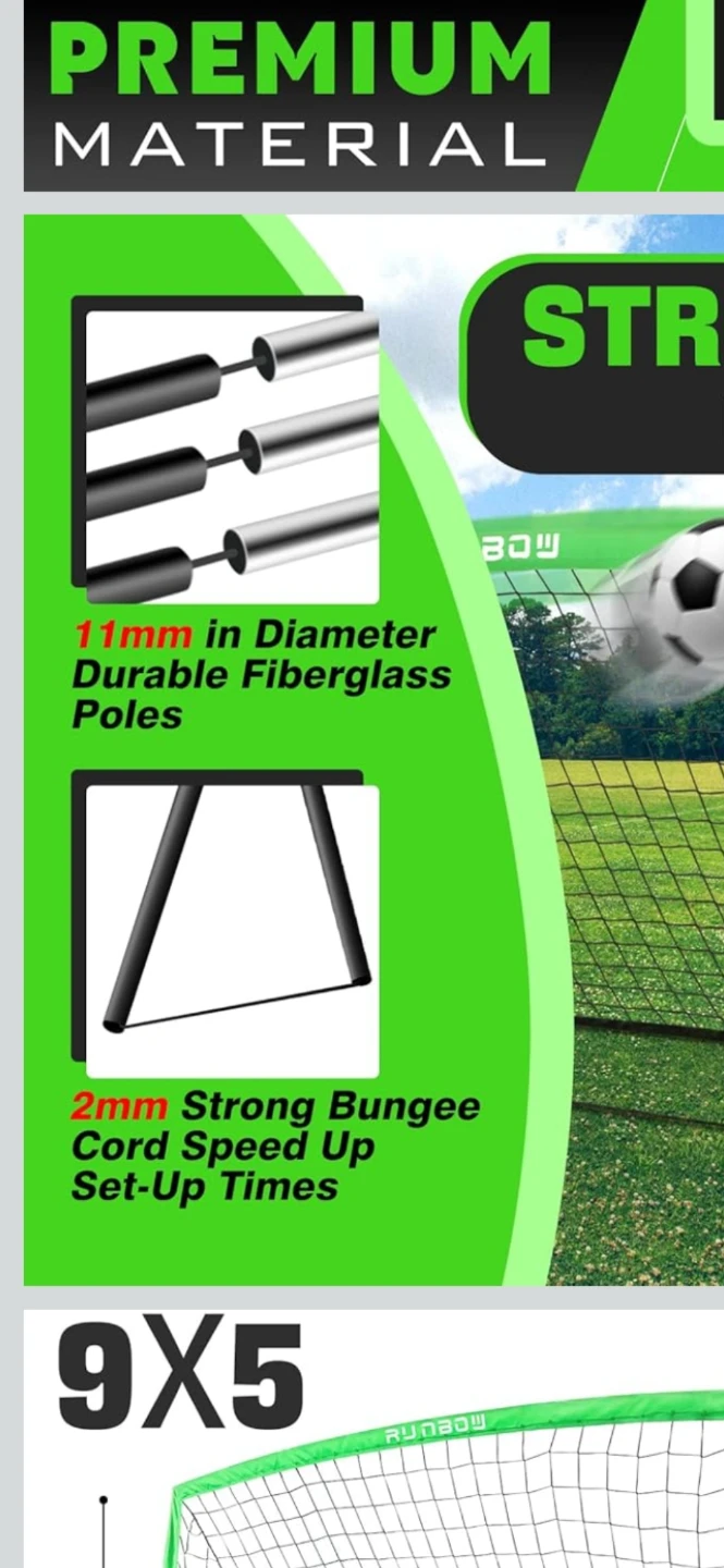 RUNBOW Portable Soccer Goal Net 9x5 - photo 3