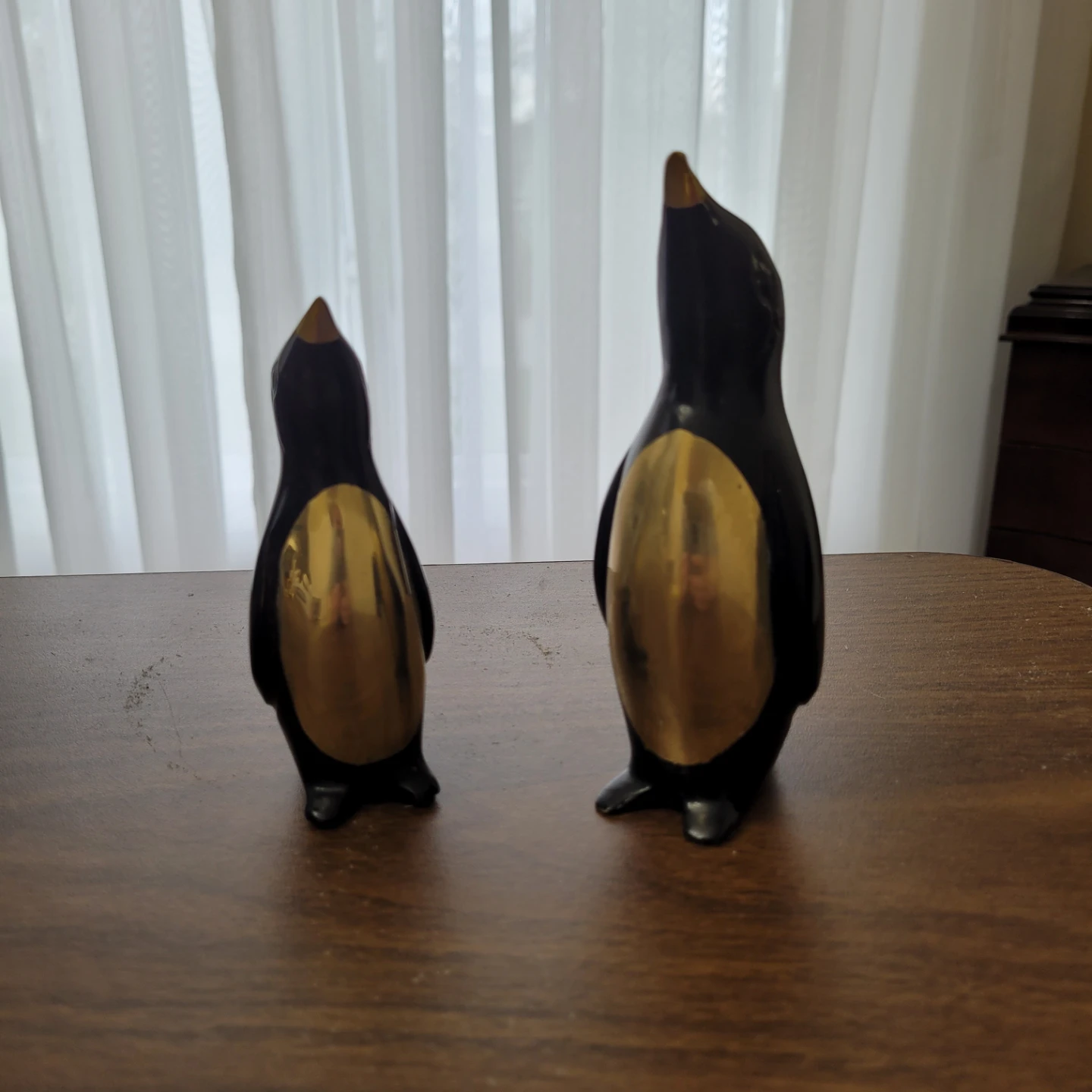 Vintage Brass and Black Penguin Figurines - Set of 2