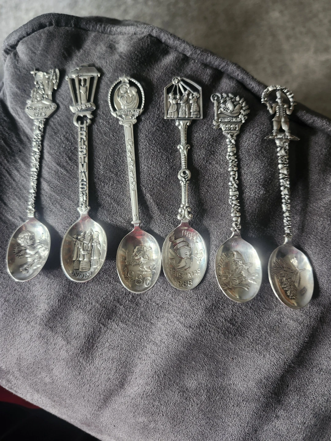 Set of 6 Silver-Plated Christmas Spoons