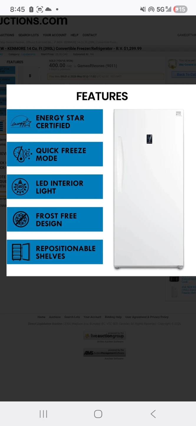 Kenmore 14 Cu. Ft. Convertible Fridge/Freezer - photo 4